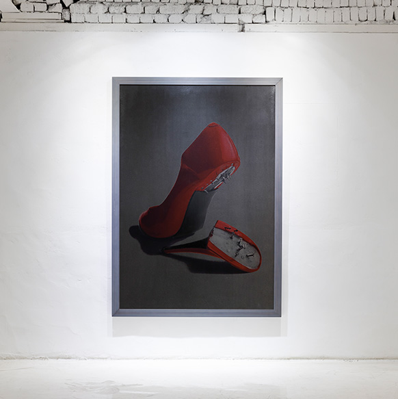 2019 Painted Ink & Silkscreen on Embossed Stainless steel