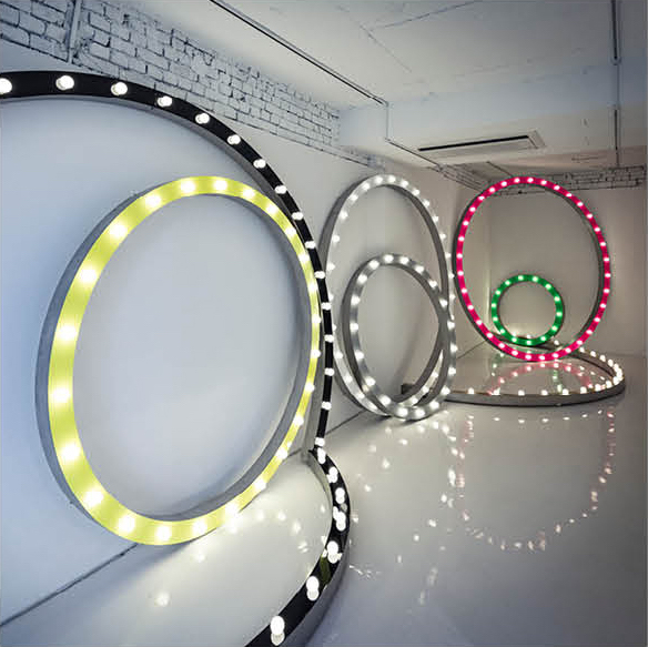 Stainless steel, light bulb, DMX controller, size variable, 2015